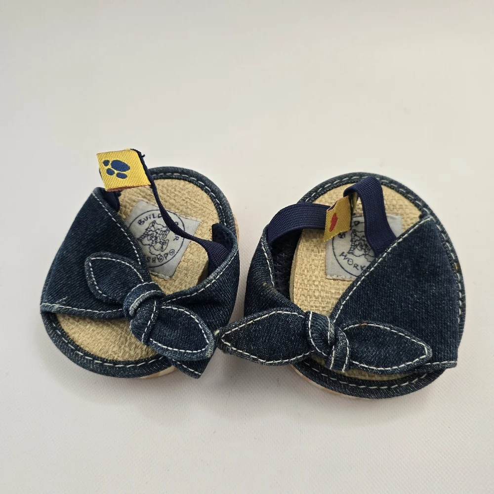 Build-A-Bear Workshop Rain Boots & Denim Bow Sandals Shoe Bundle